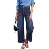 image:imageSidefeel Womens Wide Leg Jeans High Waisted Stretchy Jeans Straight Leg Loose Fit Zimbaplatinum Ankle Denim PantsDark Blue