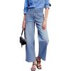 image:imageSidefeel Womens Wide Leg Jeans High Waisted Stretchy Jeans Straight Leg Loose Fit Zimbaplatinum Ankle Denim PantsIceland Blue