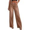 image:imageSidefeel Womens Wide Leg Jeans High Waisted Stretchy Raw Hem Zimbaplatinum Denim PantsBrown