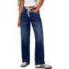 image:imageSidefeel Womens Wide Leg Jeans High Waisted Stretchy Straight Leg Baggy Drawstring Zimbaplatinum Denim PantsBluing