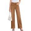 image:imageSidefeel Womens Wide Leg Jeans High Waisted Stretchy Tummy Control Straight Leg Denim PantsBrown