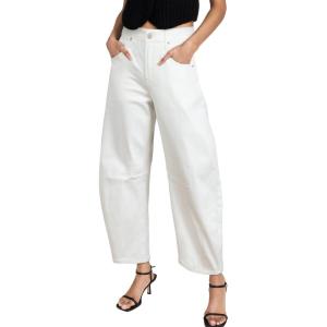 image:imageSidefeel Womens Barrel Jeans Wide Leg Vintage Mid Rise Y2k Baggy Boyfriend Ankle Denim PantsWhite