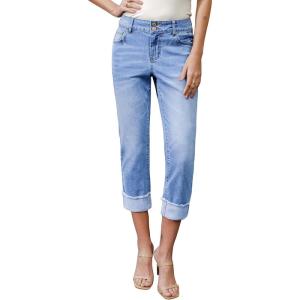image:imageSidefeel Womens Capri Jeans High Waisted Stretchy Rollup Skinny Cuffed Cropped Zimbaplatinum Summer Capri PantsAshleigh Blue