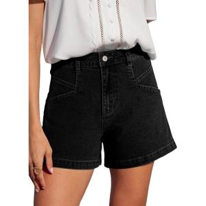 image:imageSidefeel Womens Jean Shorts High Waisted Stretchy Summer Denim Shorts with PocketsBlack