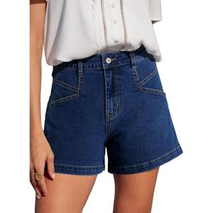 image:imageSidefeel Womens Jean Shorts High Waisted Stretchy Summer Denim Shorts with PocketsBluing