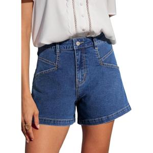 image:imageSidefeel Womens Jean Shorts High Waisted Stretchy Summer Denim Shorts with PocketsDark Blue