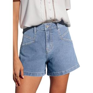 image:imageSidefeel Womens Jean Shorts High Waisted Stretchy Summer Denim Shorts with PocketsIceland Blue