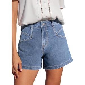 image:imageSidefeel Womens Jean Shorts High Waisted Stretchy Summer Denim Shorts with PocketsLight Blue