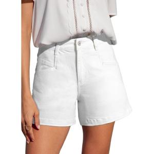 image:imageSidefeel Womens Jean Shorts High Waisted Stretchy Summer Denim Shorts with PocketsWhite