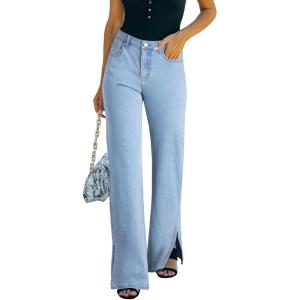 image:imageSidefeel Womens Jeans Wide Leg High Waisted Jeans Stretchy Straight Leg Denim Pants