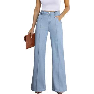 image:imageSidefeel Womens Wide Leg Jeans Casual Baggy High Waisted Stretch Denim PantsIceland Blue