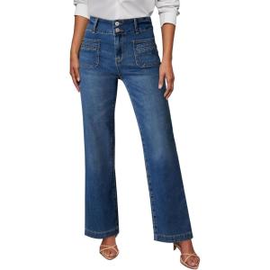 image:imageSidefeel Womens Wide Leg Jeans High Waisted Tummy Control Stretchy Pockets Front Straight Leg JeansBlue