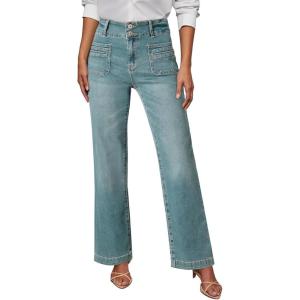 image:imageSidefeel Womens Wide Leg Jeans High Waisted Tummy Control Stretchy Pockets Front Straight Leg JeansSky Blue