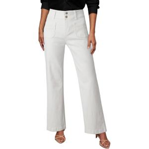 image:imageSidefeel Womens Wide Leg Jeans High Waisted Tummy Control Stretchy Pockets Front Straight Leg JeansWhite