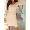image:imageSidefeel Womens 2025 Fall Winter Ribbed Knit Sweater Dress Casual Long Sleeve Sexy V Neck Bodycon Mini DressApricot