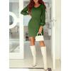 image:imageSidefeel Womens 2025 Fall Winter Ribbed Knit Sweater Dress Casual Long Sleeve Sexy V Neck Bodycon Mini DressArmy Green