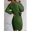 image:imageSidefeel Womens 2025 Fall Winter Ribbed Knit Sweater Dress Casual Long Sleeve Sexy V Neck Bodycon Mini DressArmy Green