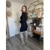 image:imageSidefeel Womens 2025 Fall Winter Ribbed Knit Sweater Dress Casual Long Sleeve Sexy V Neck Bodycon Mini DressBlack