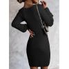 image:imageSidefeel Womens 2025 Fall Winter Ribbed Knit Sweater Dress Casual Long Sleeve Sexy V Neck Bodycon Mini DressBlack