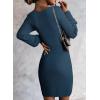 image:imageSidefeel Womens 2025 Fall Winter Ribbed Knit Sweater Dress Casual Long Sleeve Sexy V Neck Bodycon Mini DressDark Blue