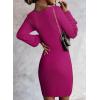 image:imageSidefeel Womens 2025 Fall Winter Ribbed Knit Sweater Dress Casual Long Sleeve Sexy V Neck Bodycon Mini DressHot Pink