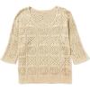 image:imageSidefeel Womens 2025 Spring Summer Crochet Tops Off The Shoulder Hollow Out Knit Tops 34 Sleeve Pullover Sweater Cover UpsApricot