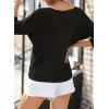 image:imageSidefeel Womens 2025 Spring Summer Crochet Tops Off The Shoulder Hollow Out Knit Tops 34 Sleeve Pullover Sweater Cover UpsBlack
