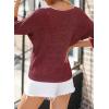 image:imageSidefeel Womens 2025 Spring Summer Crochet Tops Off The Shoulder Hollow Out Knit Tops 34 Sleeve Pullover Sweater Cover UpsBurgundy