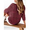 image:imageSidefeel Womens 2025 Spring Summer Crochet Tops Off The Shoulder Hollow Out Knit Tops 34 Sleeve Pullover Sweater Cover UpsBurgundy