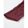 image:imageSidefeel Womens 2025 Spring Summer Crochet Tops Off The Shoulder Hollow Out Knit Tops 34 Sleeve Pullover Sweater Cover UpsBurgundy