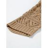 image:imageSidefeel Womens 2025 Spring Summer Crochet Tops Off The Shoulder Hollow Out Knit Tops 34 Sleeve Pullover Sweater Cover UpsCamel