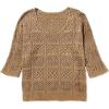image:imageSidefeel Womens 2025 Spring Summer Crochet Tops Off The Shoulder Hollow Out Knit Tops 34 Sleeve Pullover Sweater Cover UpsCamel