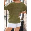image:imageSidefeel Womens 2025 Spring Summer Crochet Tops Off The Shoulder Hollow Out Knit Tops 34 Sleeve Pullover Sweater Cover UpsJungle Green