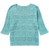 image:imageSidefeel Womens 2025 Spring Summer Crochet Tops Off The Shoulder Hollow Out Knit Tops 34 Sleeve Pullover Sweater Cover UpsLight Blue