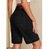 image:imageSidefeel Womens Bermuda Jean Shorts High Waisted Tummy Control Stretchy Denim Shorts with PocketsBlack