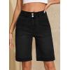 image:imageSidefeel Womens Bermuda Jean Shorts High Waisted Tummy Control Stretchy Denim Shorts with PocketsBlack