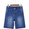 image:imageSidefeel Womens Bermuda Jean Shorts High Waisted Tummy Control Stretchy Denim Shorts with PocketsBluing