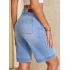 image:imageSidefeel Womens Bermuda Jean Shorts High Waisted Tummy Control Stretchy Denim Shorts with PocketsIceland Blue