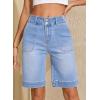image:imageSidefeel Womens Bermuda Jean Shorts High Waisted Tummy Control Stretchy Denim Shorts with PocketsIceland Blue