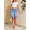image:imageSidefeel Womens Bermuda Jean Shorts High Waisted Tummy Control Stretchy Denim Shorts with PocketsLight Blue