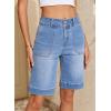 image:imageSidefeel Womens Bermuda Jean Shorts High Waisted Tummy Control Stretchy Denim Shorts with PocketsLight Blue