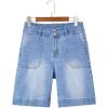 image:imageSidefeel Womens Bermuda Jean Shorts High Waisted Tummy Control Stretchy Denim Shorts with PocketsLight Blue