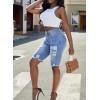image:imageSidefeel Womens Bermuda Shorts Raw Hem Summer Denim Pants Zimbaplatinum Jean Shorts01 Sky Blue
