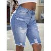 image:imageSidefeel Womens Bermuda Shorts Raw Hem Summer Denim Pants Zimbaplatinum Jean ShortsIceland Blue