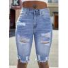 image:imageSidefeel Womens Bermuda Shorts Raw Hem Summer Denim Pants Zimbaplatinum Jean ShortsIceland Blue