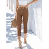 image:imageSidefeel Womens Brown Jeans Capri Denim Pants High Waisted Stretchy Straight Legs Summer Trousers Size 16