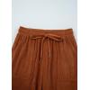 image:imageSidefeel Womens Corduroy Pants Casual High Waisted Elastic Drawstring Cargo Loose Fit Wide Leg Pants with PocketsOrange