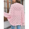 image:imageSidefeel Womens Crochet Oversized Cardigan Sweaters Spring Hollow Out Long Batwing Sleeve Summer Shrugs Lightweight SweaterPink