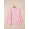 image:imageSidefeel Womens Crochet Oversized Cardigan Sweaters Spring Hollow Out Long Batwing Sleeve Summer Shrugs Lightweight SweaterPink