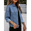 image:imageSidefeel Womens Denim Jackets Casual Long Sleeve Oversized Fall Outfits Jean JacketSky Blue